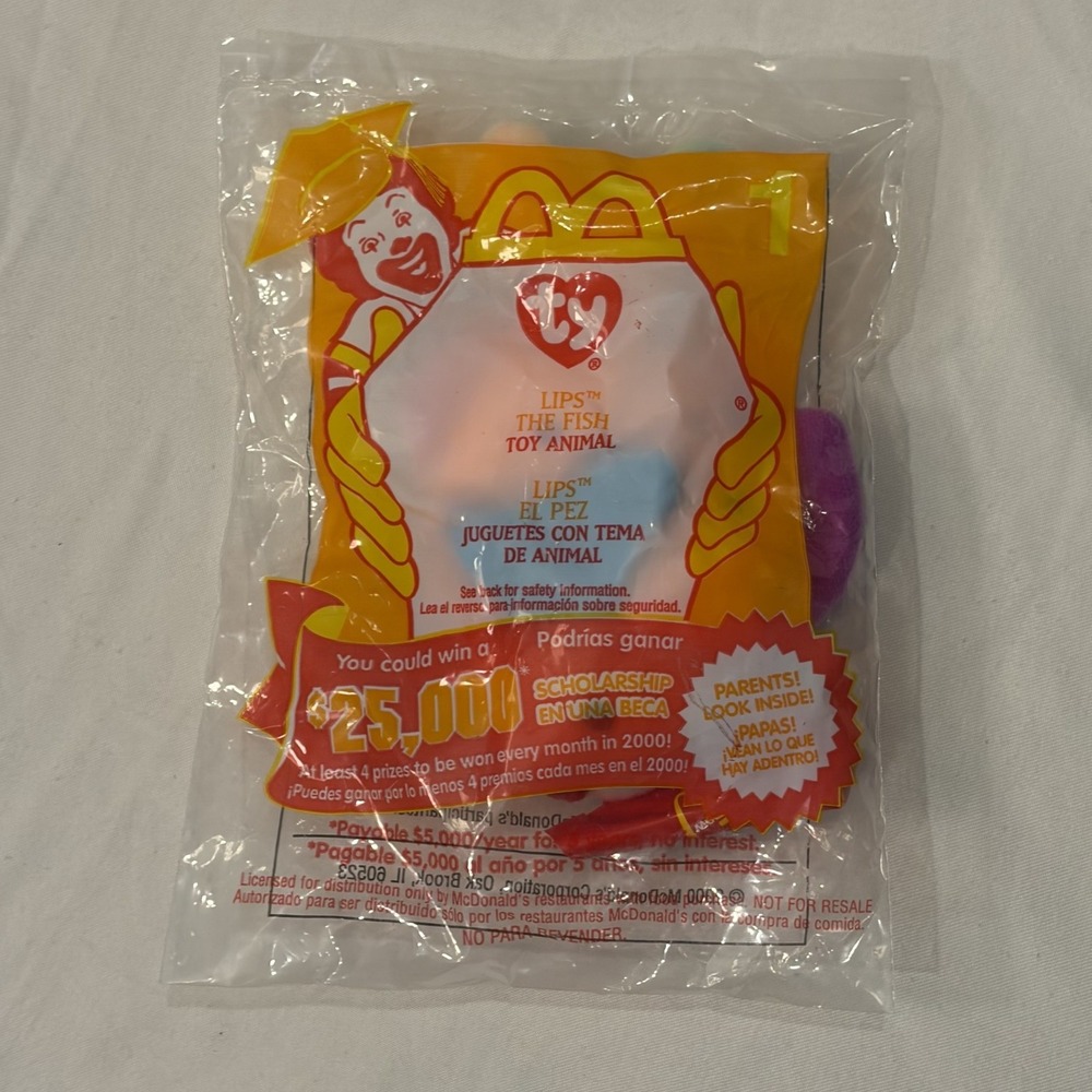 Ty Beanie Babies McDonald's Lizzy the Lizard #1 Sealed 2000 Happy Meal Toy